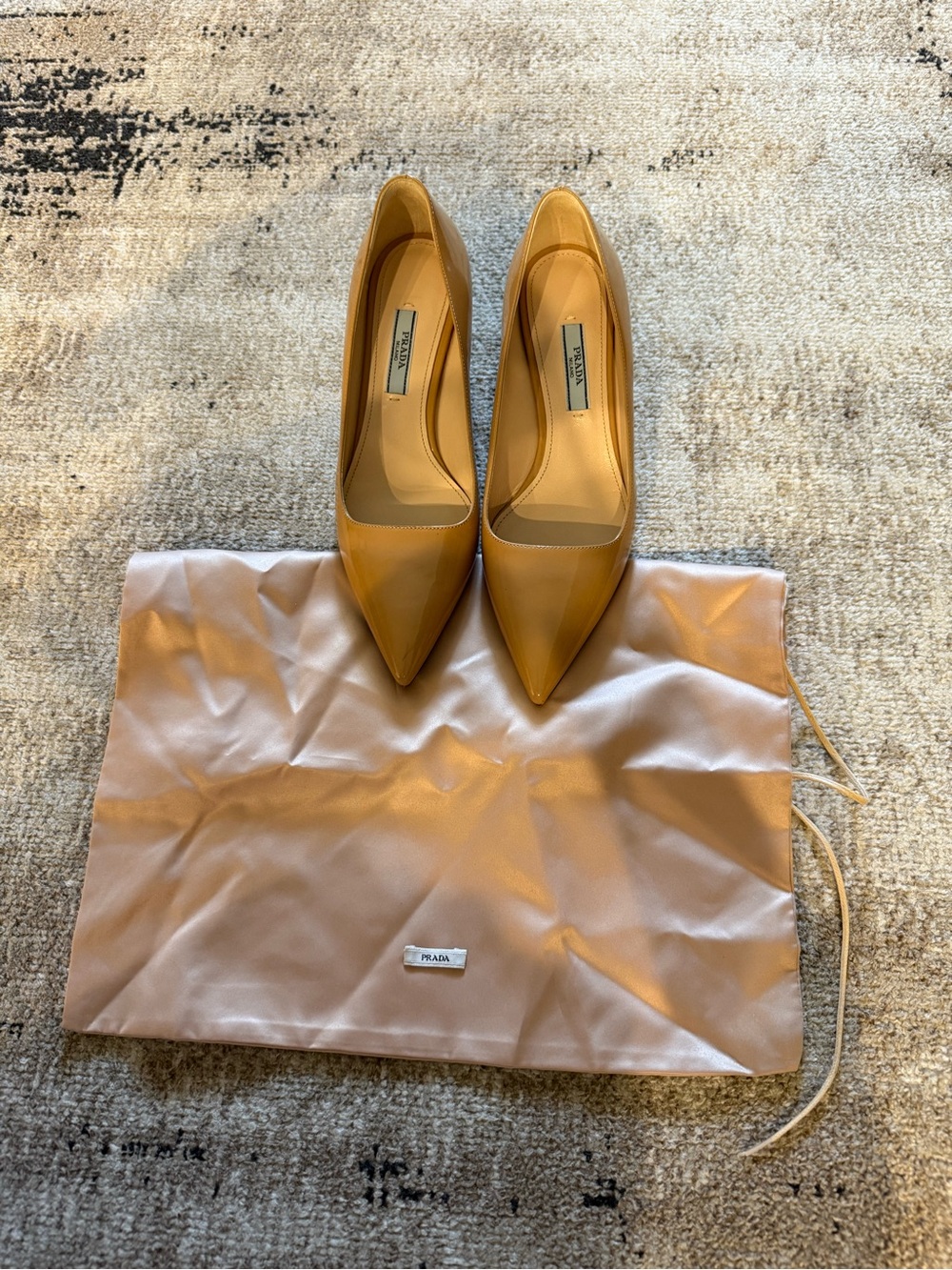 Prada Patent Leather Pointed Pumps - Camel